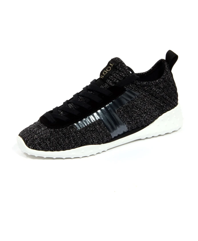 Спортивные туфли Sportiva из люрексовой кожи серебристого цвета Tod'S, черный