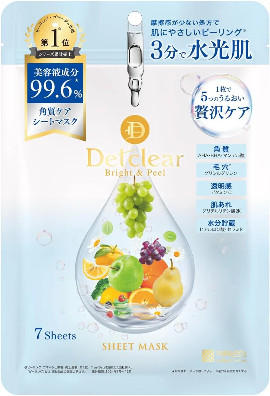 Пилинг-маска Det Clear Bright & Peel Sheet Mask 7 шт., миндальная кислота, аромат Шардоне