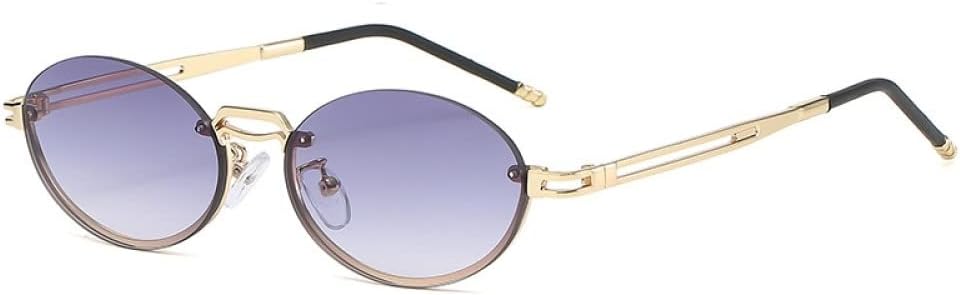 

Винтажные маленькие овальные солнцезащитные очки с черным градиентом для женщин, солнцезащитные очки UV400 для мужчин, круглые очки из сплава LANGSER, Gold Double Gray