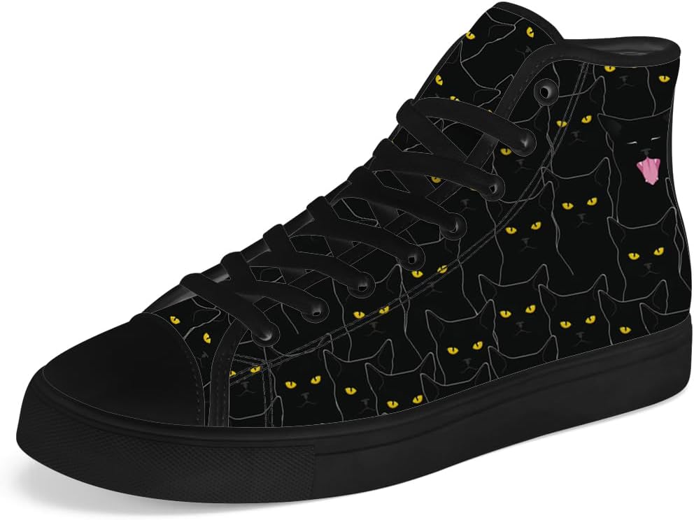 

Мужские и женские высокие кеды с кошкой на тканевой основе, высокие кроссовки на шнуровке, повседневная обувь Chebing, желтый