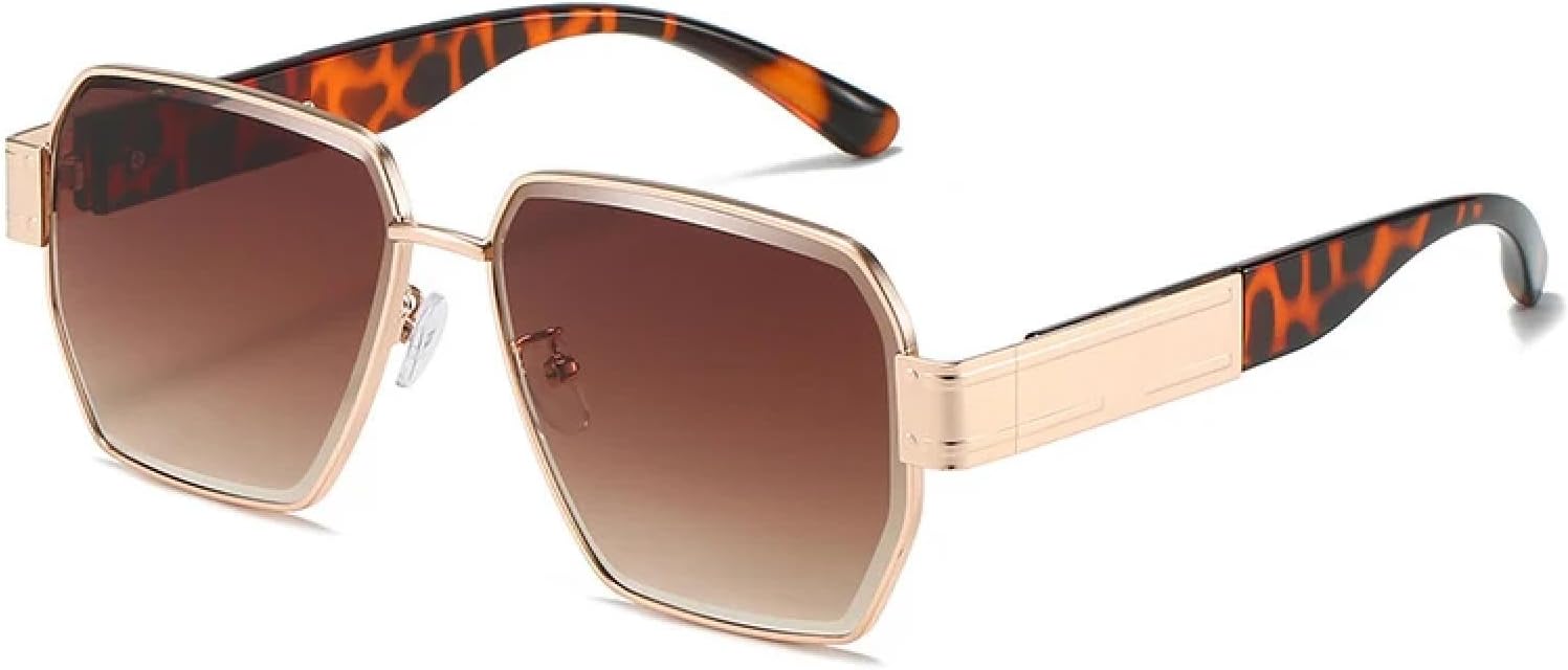 

Классические солнцезащитные очки для женщин и мужчин, модные, роскошные, в крупной оправе, винтажные, для путешествий и вождения, с защитой от УФ-излучения UV400 TKKTLLT, Leopard Brown