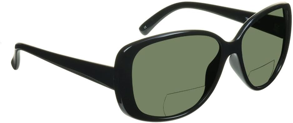 

Женские поляризованные бифокальные солнцезащитные очки proSPORT для чтения, серо-коричневые линзы, увеличенный размер, модель Jackie-O, черная коричневая оправа, Gray Lens With Hard Case