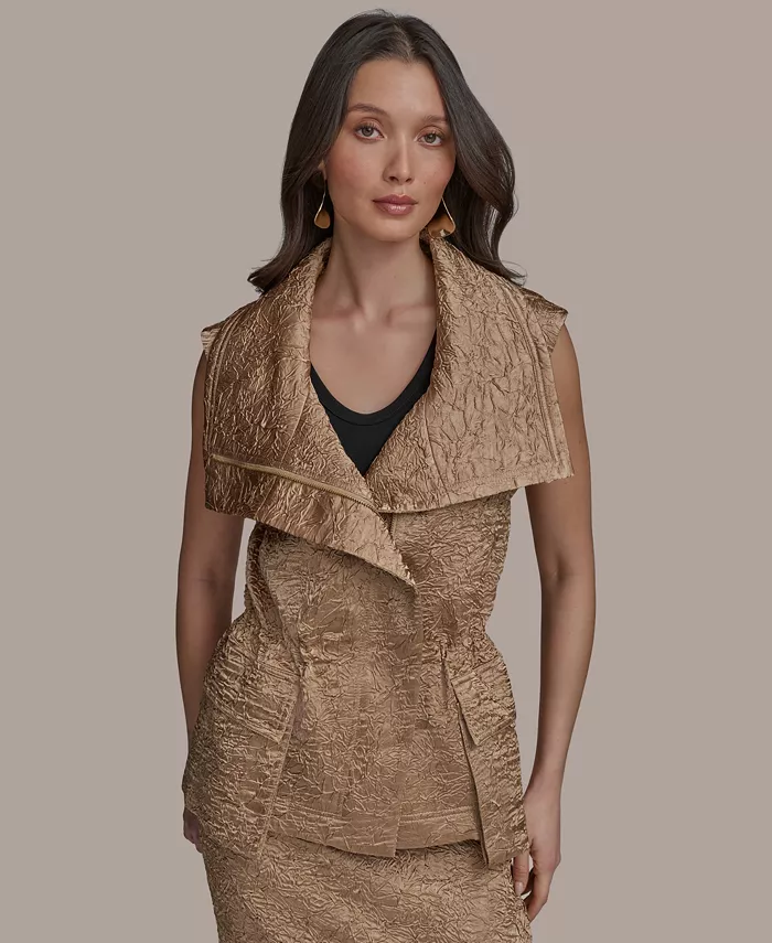 

Женский жилет из жатого сатина Donna Karan New York, коричневый