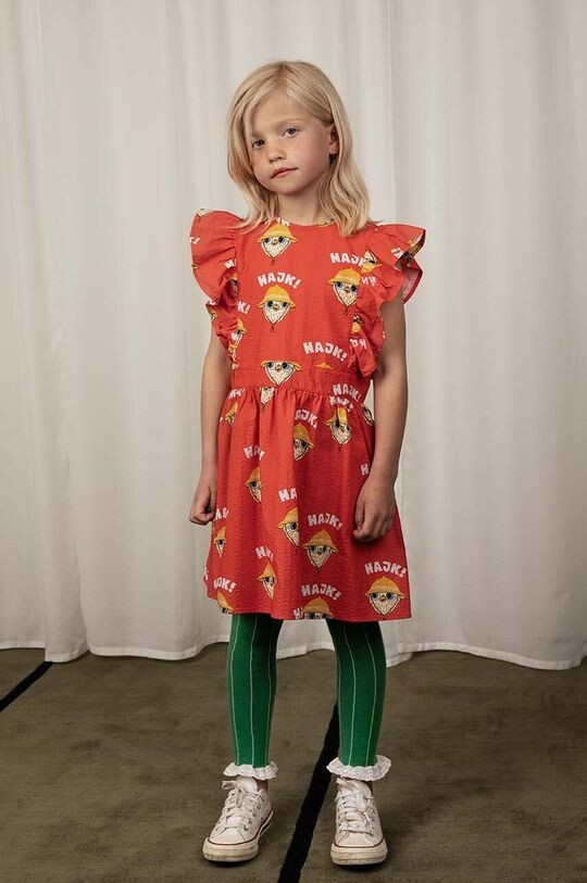 

Походное детское хлопковое платье Mini Rodini, красный
