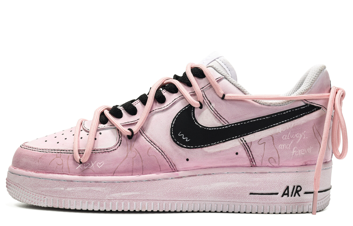 

Кроссовки Nike Air Force 1 Skateboarding Shoes Men Low-top Pink/Black, черный
