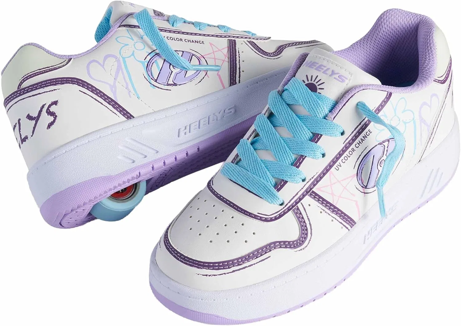 Кроссовки-ролики HEELYS Girls Kama-cc, белый/фиолетовый/голубой/розовый — фото 3