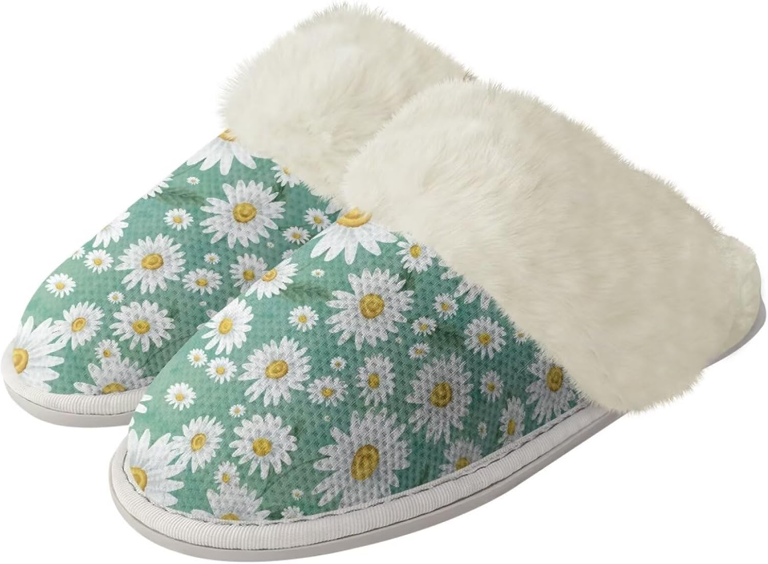 

Женские пушистые тапочки Мягкие плюшевые с закрытым носком Домашние тапочки Мокасины Мужские повседневные зимние теплые хлопковые домашние тапочки с нескользящей резиновой подошвой для спа и ванны Watdotory, Daisys