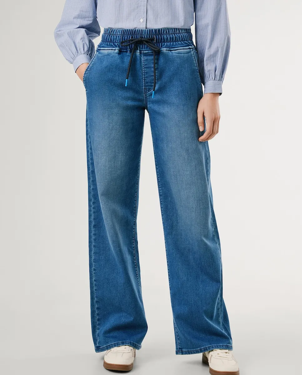 

Женские прямые джинсы с высокой посадкой и регулируемой талией Pepe Jeans, синий