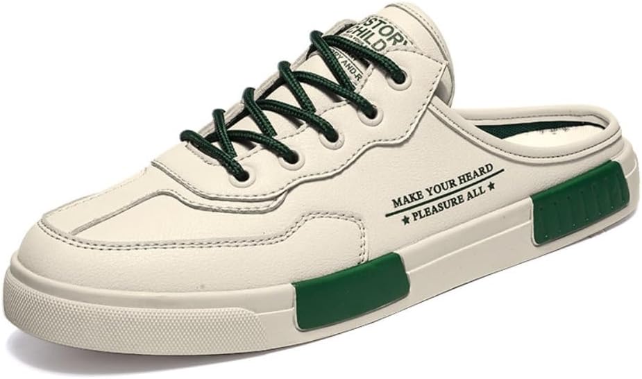 

Мужские теннисные туфли без задника, широкие мюли, кроссовки на платформе, без скольжения, с массивной подошвой, дышащие, легкие, кожаные, повседневные, для ходьбы, шлепанцы, на шнуровке, удобные, для улицы и спортзала Geerta, бежевый