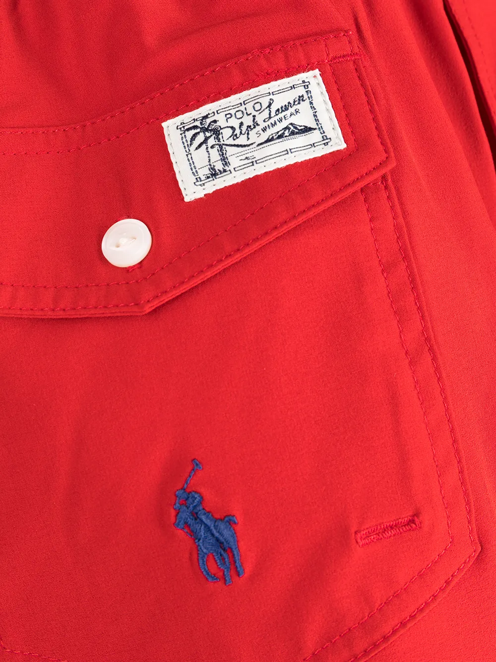 Плавки-шорты с кулиской и вышитым логотипом POLO RALPH LAUREN, красный — фото 3