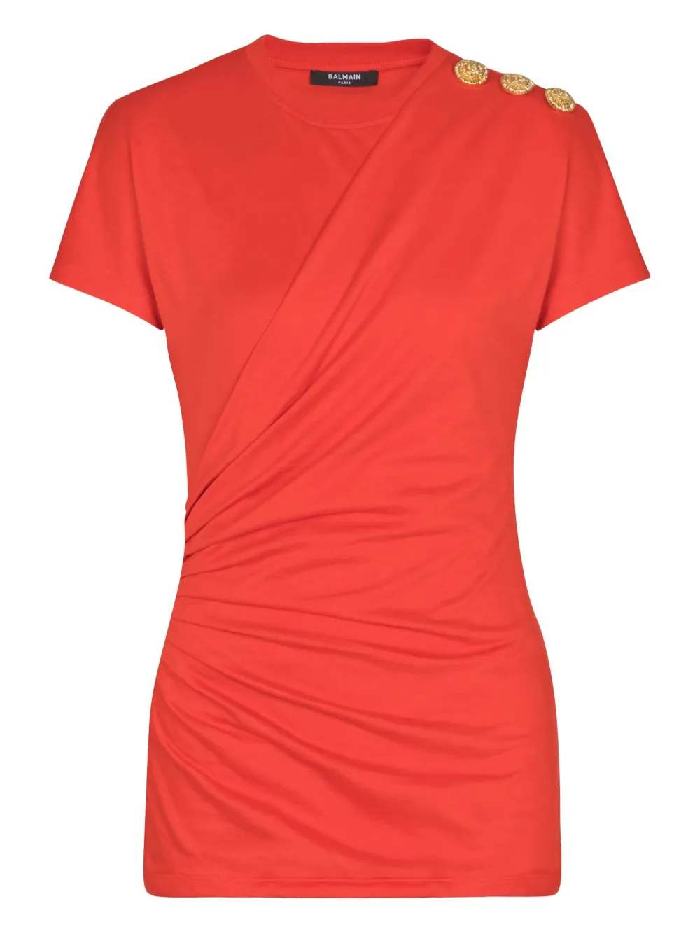 

Футболка с драпировкой Balmain, красный