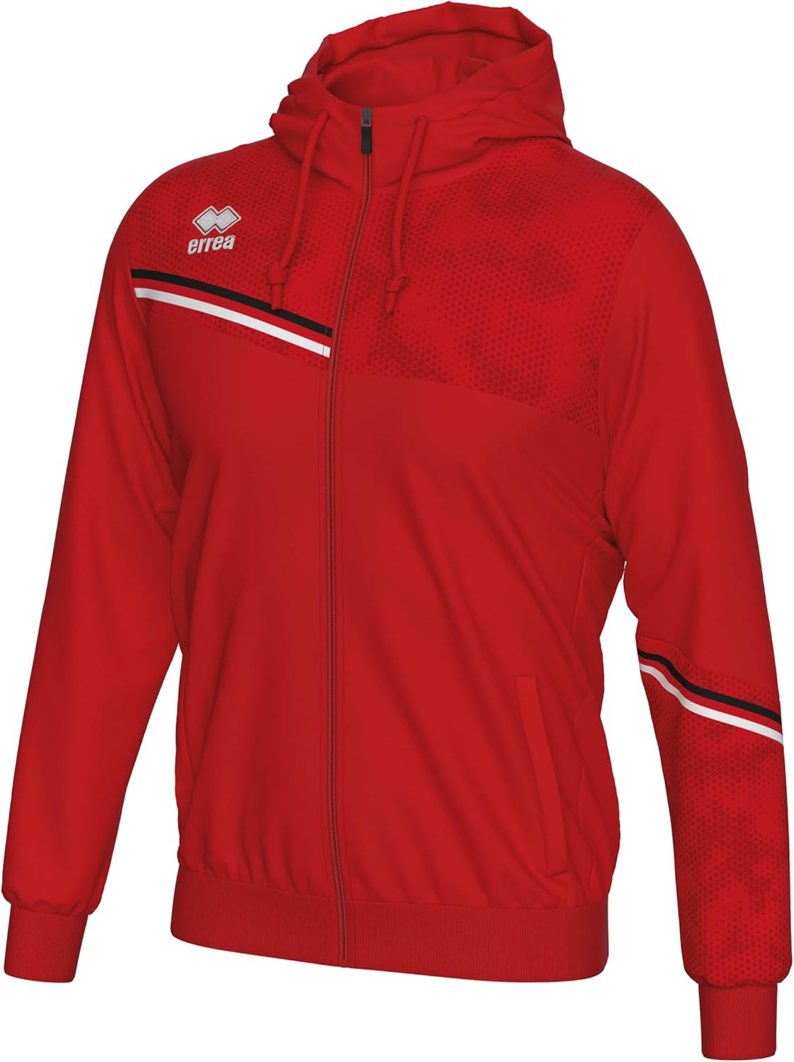 

Мужская толстовка на молнии ERREA с двухрядной отделкой, боковыми карманами на молнии и антистатической функцией. Оригинальная, белый/черный/красный