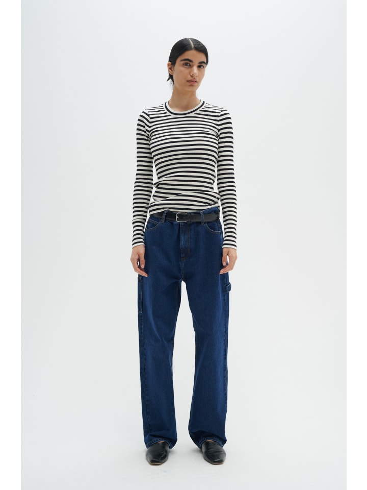 

Рубашка с длинными рукавами DagnaIW Slim fit в черном/шелестящем белом цвете InWear