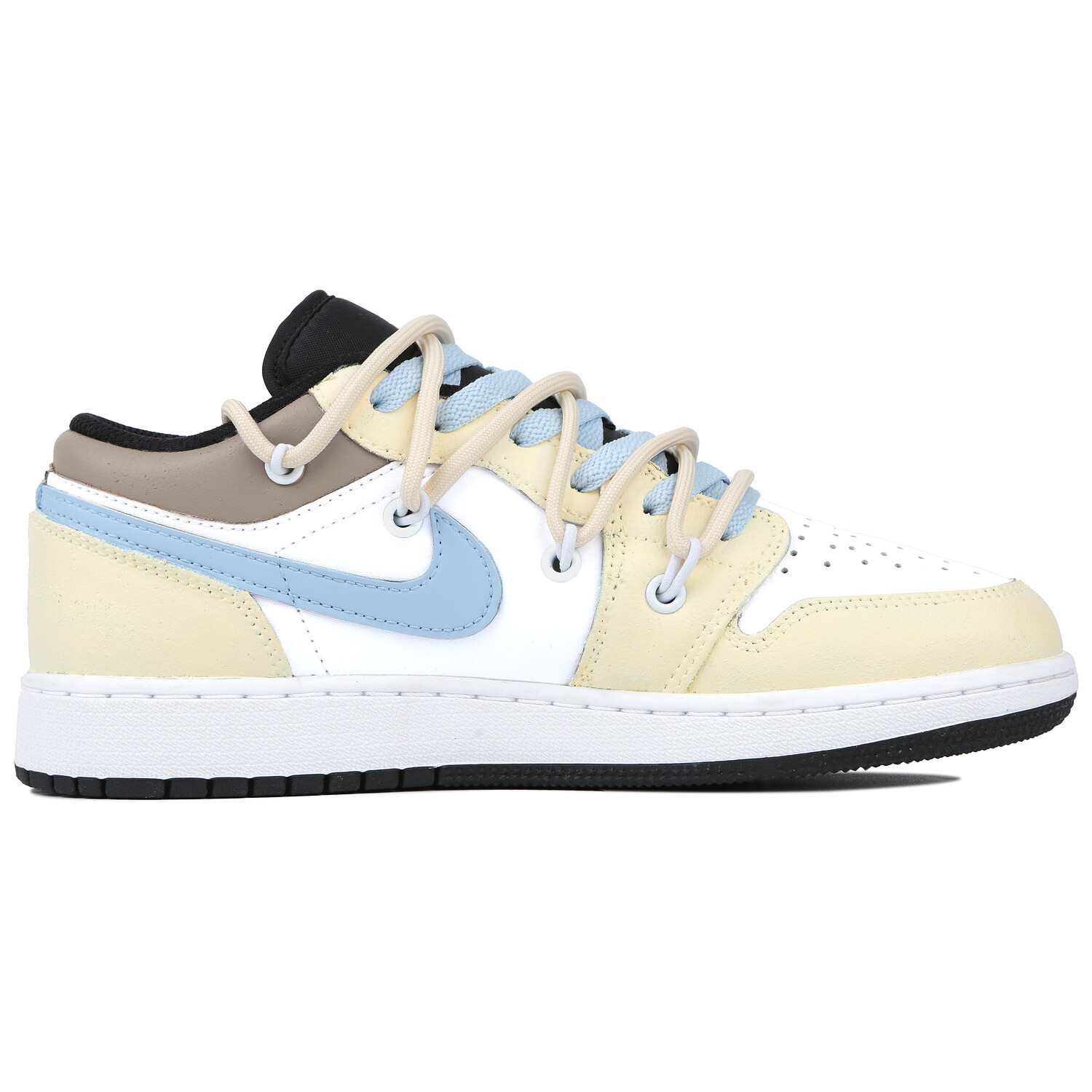 Кроссовки Air Jordan 1 Vintage Basketball Shoes Women's Low-top White/Blue/Yellow/Brown, белый — фото 2