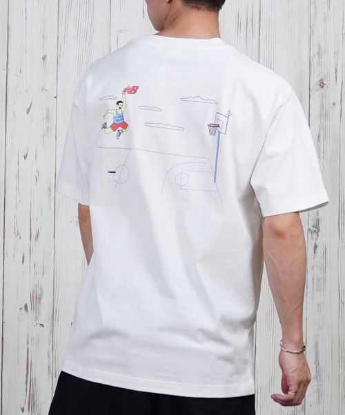 

Футболка с коротким рукавом и принтом на спине, унисекс New Balance, кремовый