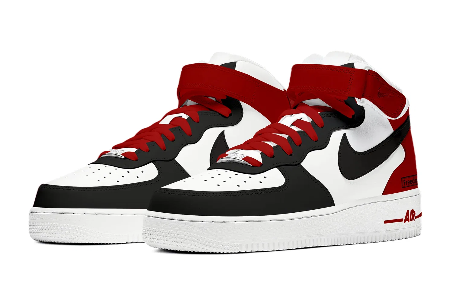 Кроссовки скейтбординг Nike Air Force 1 Mid-top White Black Red — фото 4
