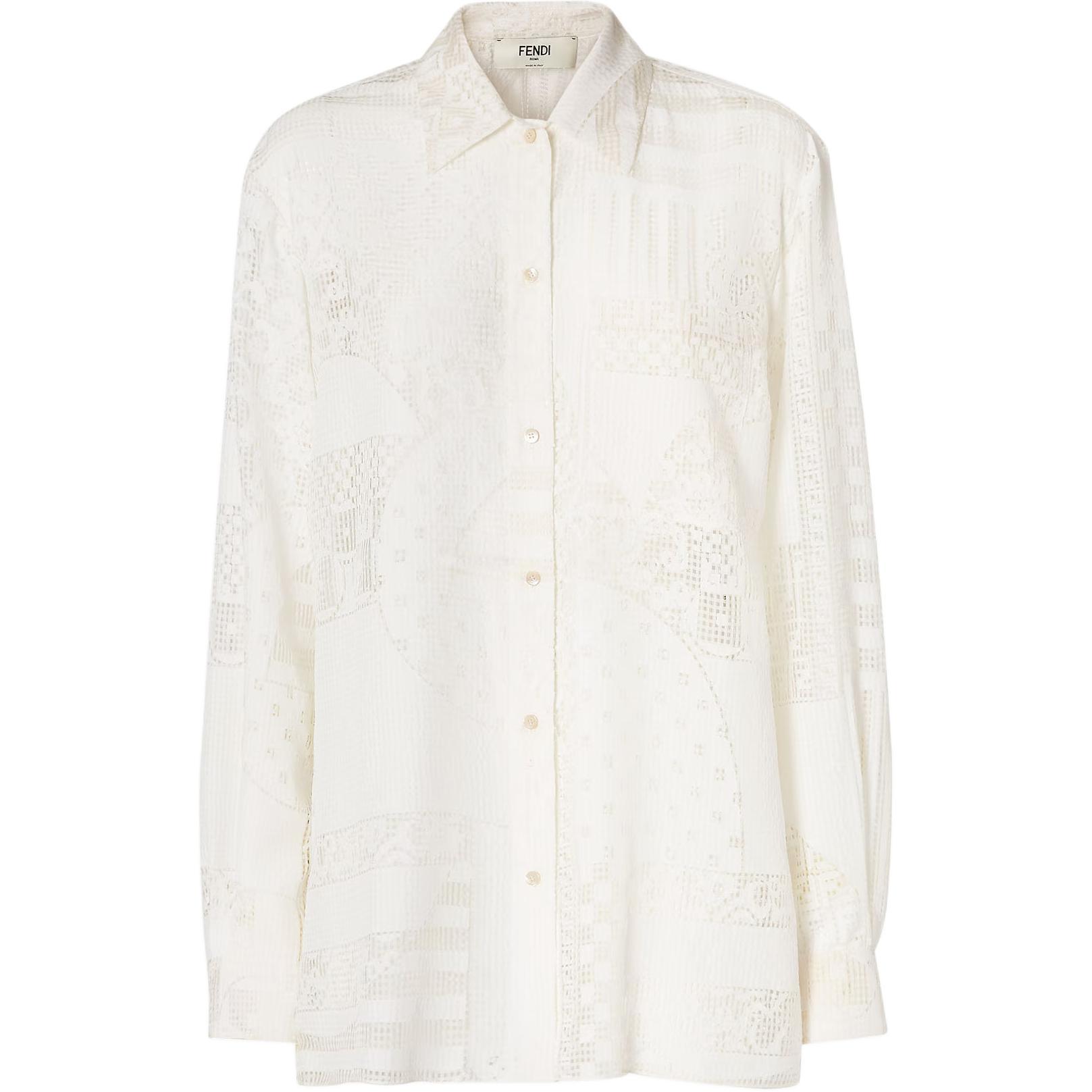 

Рубашка с принтом burnout и патчворк FENDI, белый