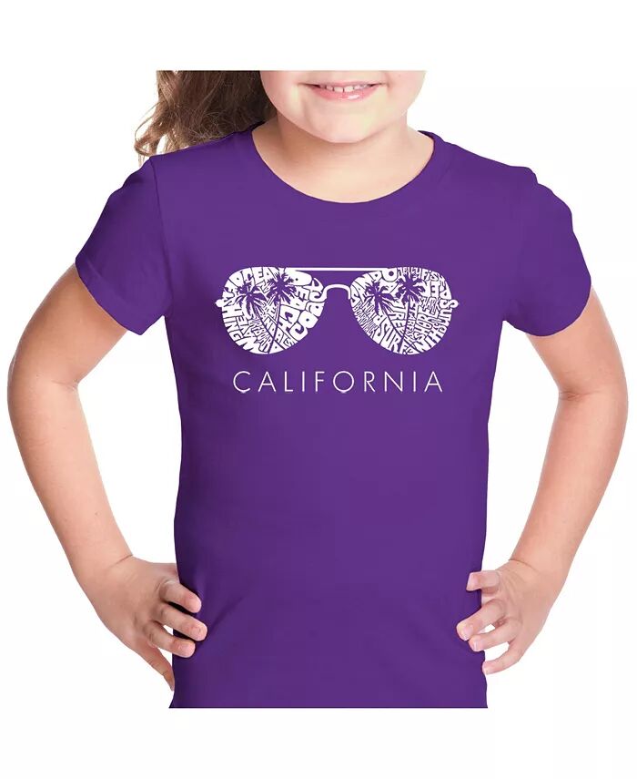 

Футболка для девочек с надписью Word Art - California Shades LA Pop Art, фиолетовый