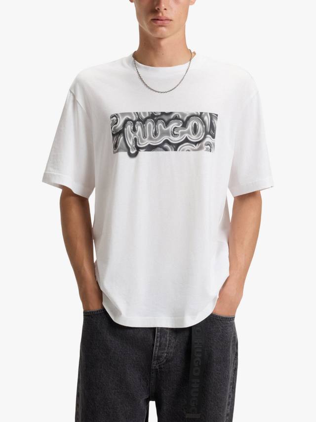 

Хлопковая футболка HUGO Regular Fit с коротким рукавом и принтом HUGO BOSS, White