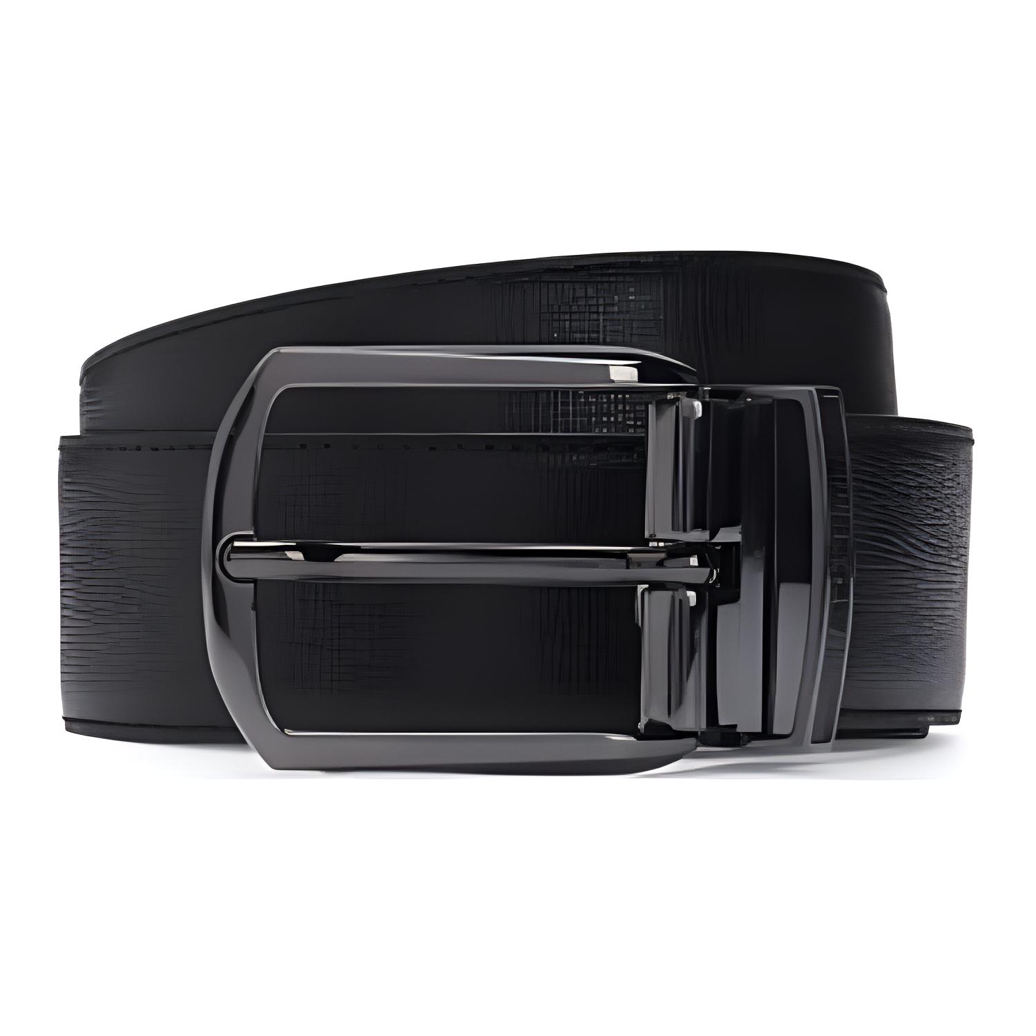 

HUGO BOSS Кожаный мужской ремень черный шириной 3.5 см, Black