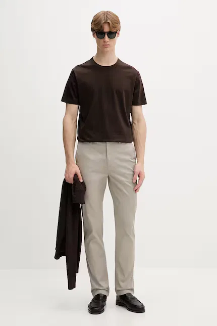 Брюки из эластичного хлопка slim fit Calvin Klein, бежевый — фото 2