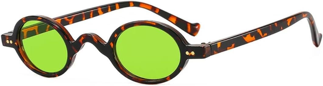 

Солнцезащитные очки с защитой UV400 | Овальные заклепки, панк, маленькая оправа | для женщин и мужчин, для занятий спортом на открытом воздухе и вождения DSVIGF, Leopard Green