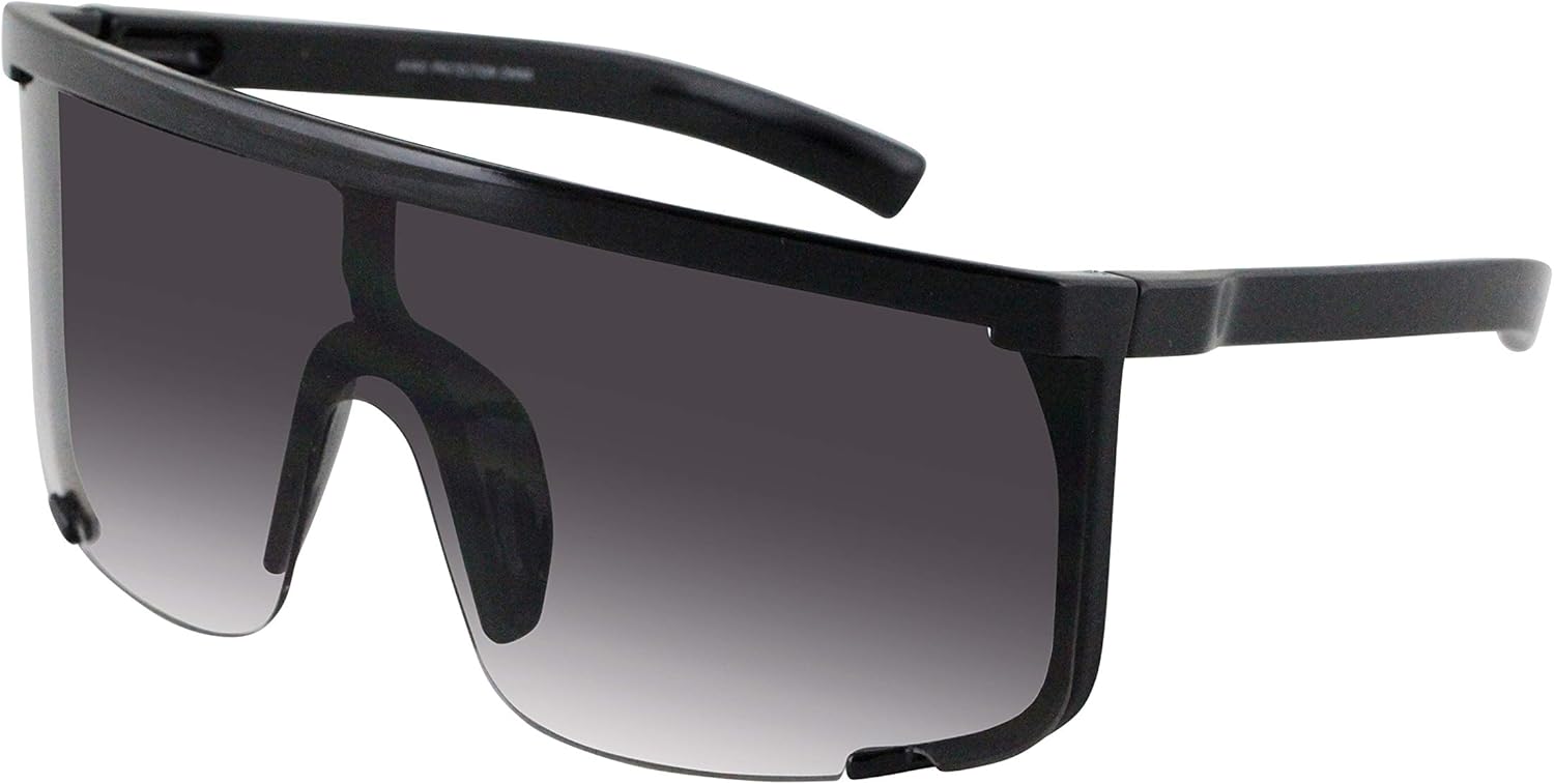 

Солнцезащитные очки FLAWLESS EYEWEAR в стиле ретро, ​​большие солнцезащитные очки-щит для мужчин, увеличенные очки с полузакрывающим лицом и градиентной защитой от УФ-излучения для женщин, Black Gradient