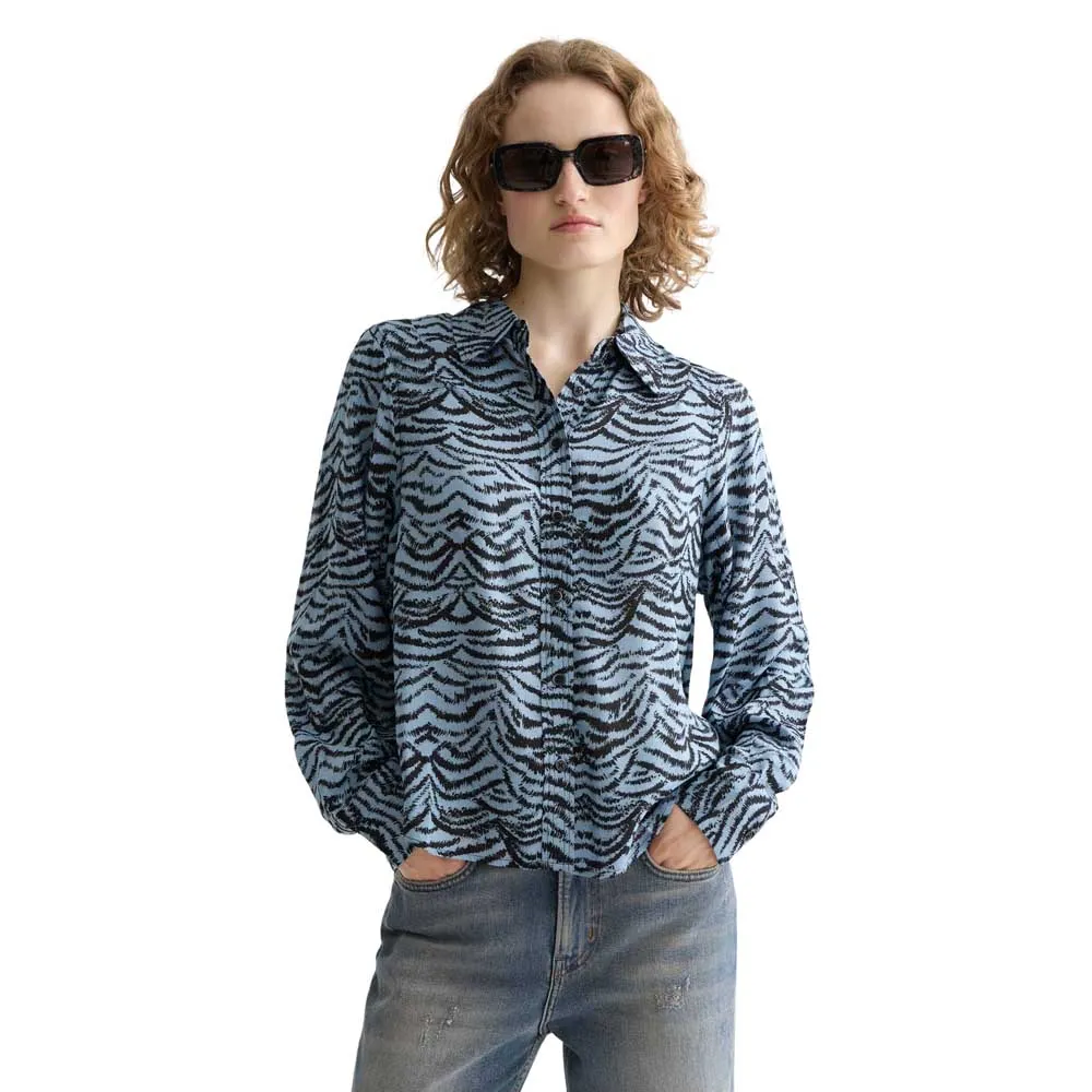 

Рубашка с длинным рукавом Scotch & Soda Printed Relaxed Fit, синий