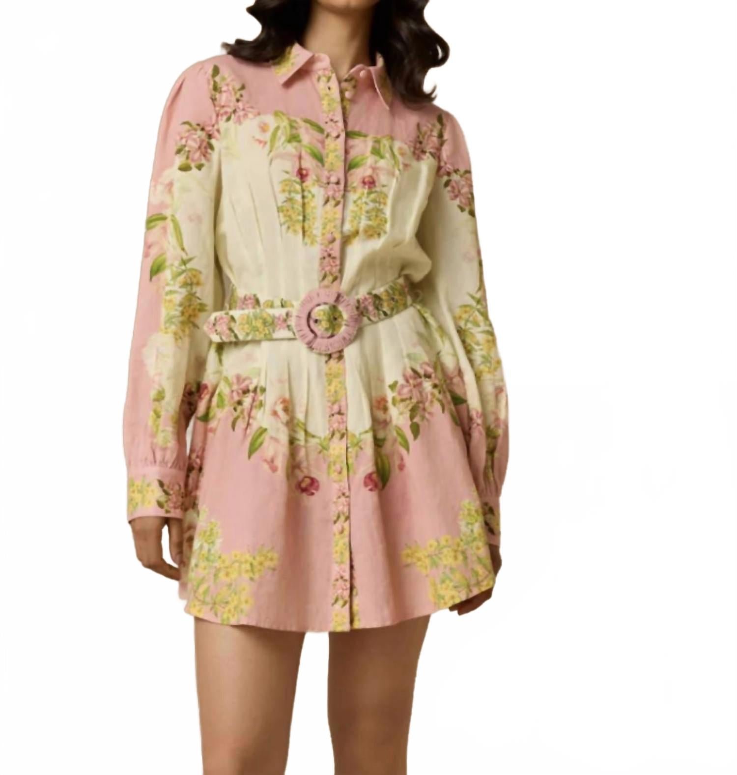 

Hemant & Nandita Короткое платье Aiva в розовом цветочном узоре