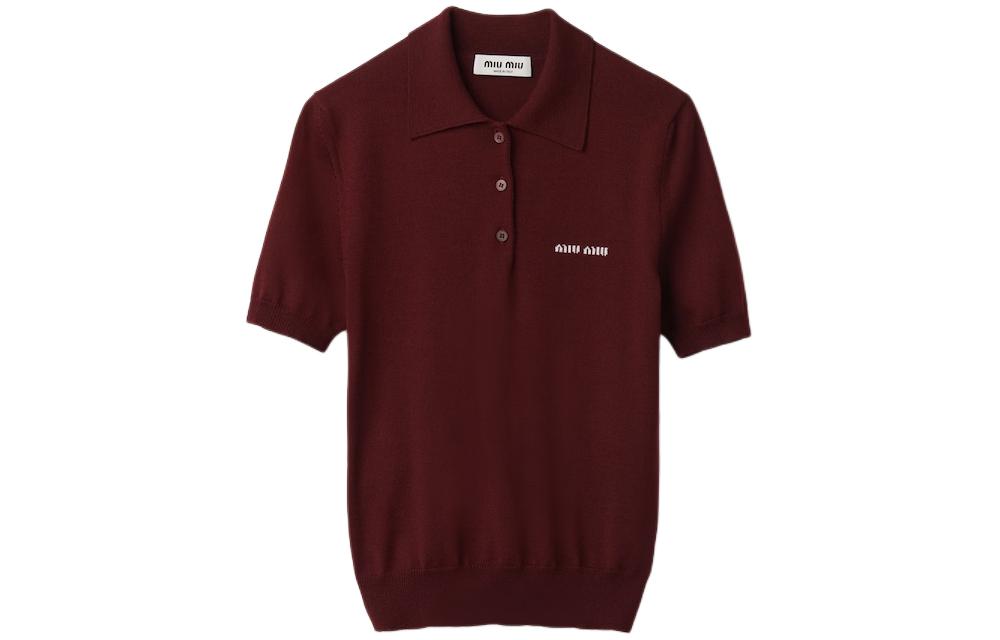 

Шерстяная вязаная поло MIU MIU для женщин тёмно-красного цвета