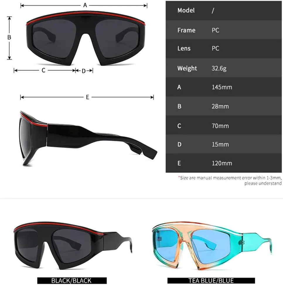 

Солнцезащитные очки LVTFCO Super Large с плоской верхней частью, цельные, в стиле ретро, ​​цветные, с прозрачным солнцезащитным козырьком UV400, Tea Blue