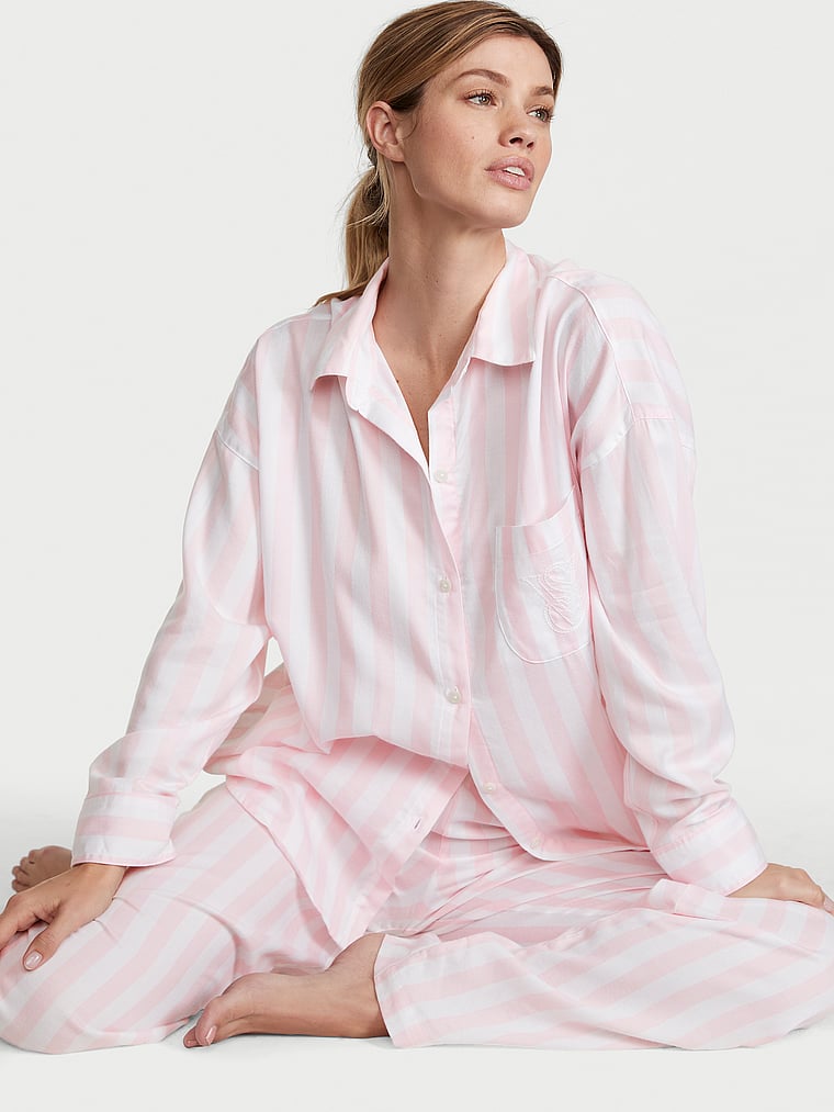 

Длинный пижамный комплект из модала и хлопка Victoria'S Secret, красный