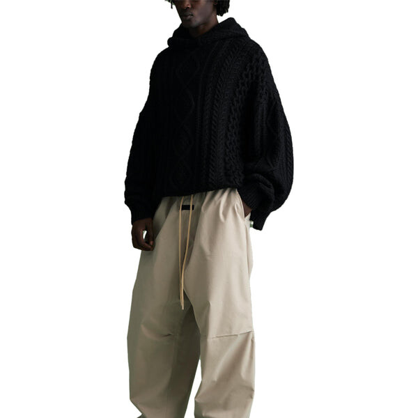 Толстовка fw23 cable knit hoodie 'jet black' Fear Of God Essentials, черный — фото 4