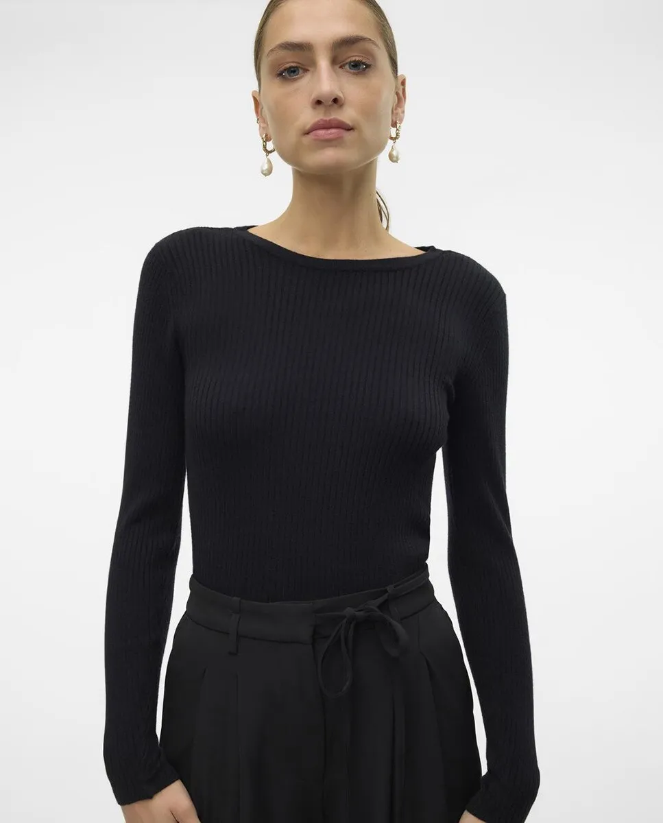 

Женский свитер в рубчик с открытой спиной Vero Moda, черный