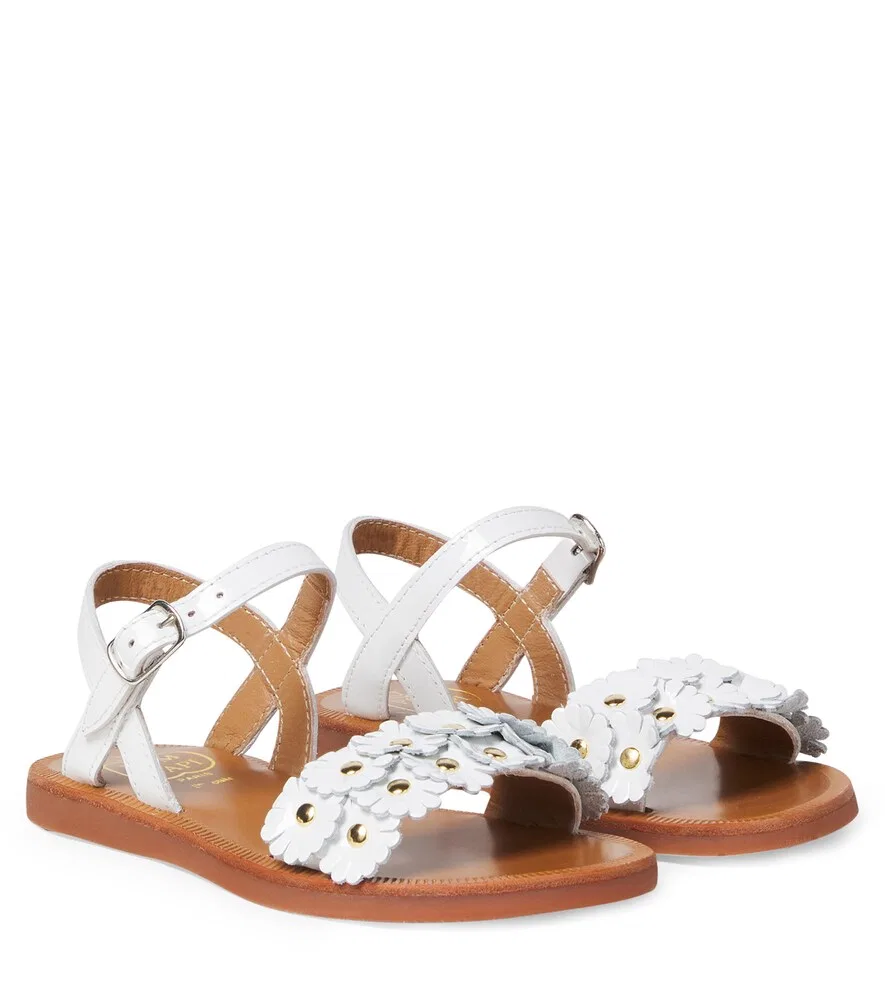 Кожаные сандалии Plagette Multi Flo Pom d'Api, белый