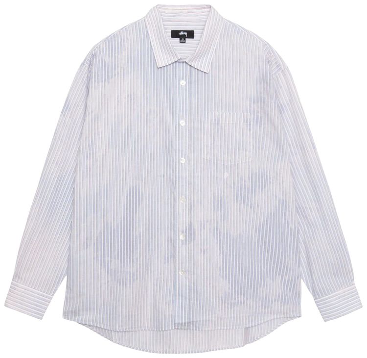 

Рубашка Stussy Bleached Poplin Classic Long-Sleeve Shirt 'Blue', синий