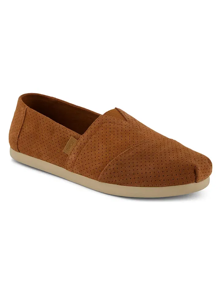 Слипперы из кожи, TOMS, светло-коричневый