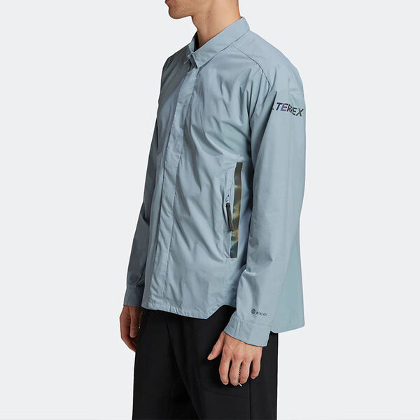 Куртка Men's adidas Terrex C Myshelter W.r Colorful Logo Stripe Printing Lapel Jacket Blue, мультиколор — фото 4