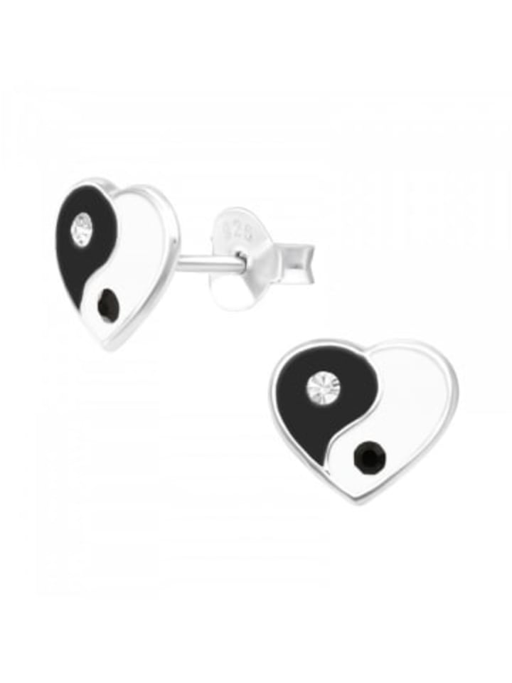 

Alexander York Серьги-гвоздики в форме сердца Инь-Ян из серебра 925 пробы, комплект из 2 штук