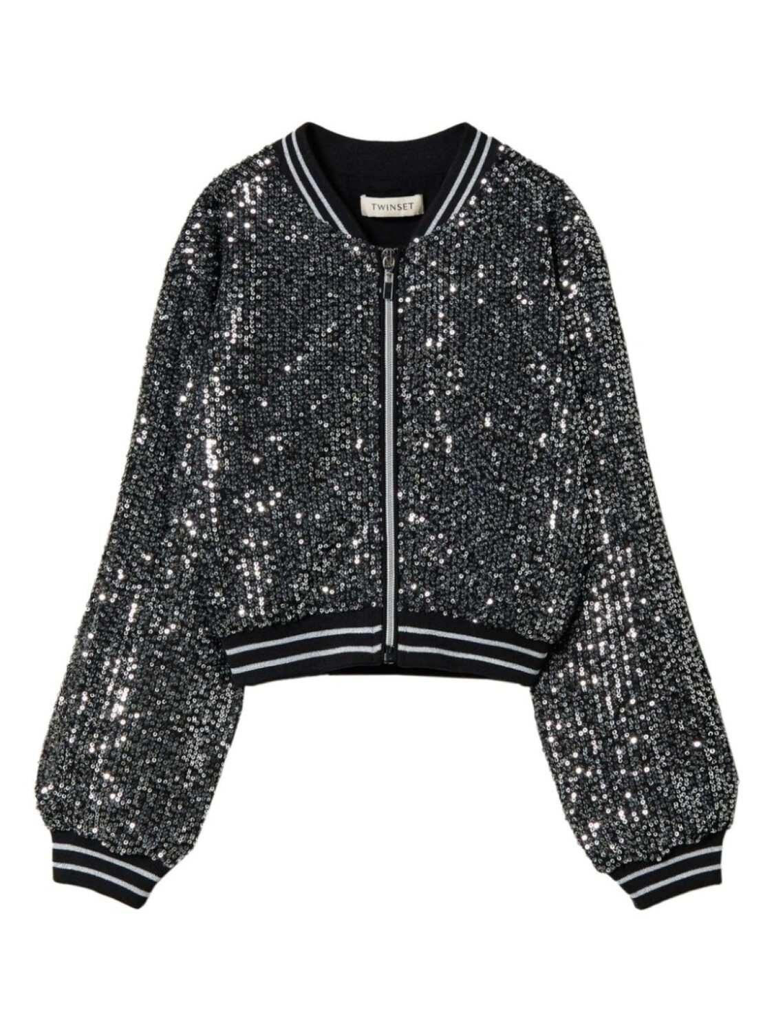 

TWINSET Kids бомбер с пайетками, черный