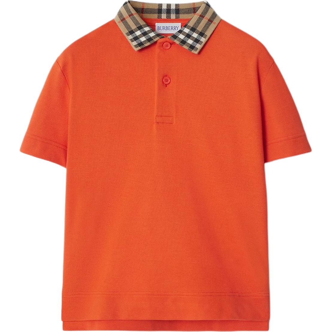 

Burberry Поло с коротким рукавом в полоску с пуговицами оранжевое Kids'
