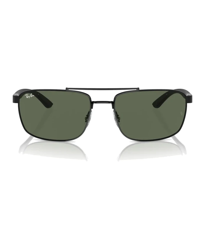 

Прямоугольные солнцезащитные очки с темно-зелеными линзами Ray-Ban, черный