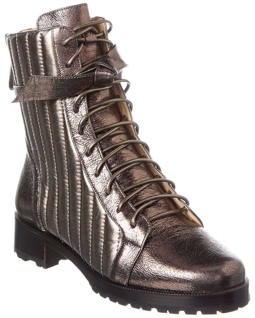 Alexandre Birman Clarita стеганые кожаные военные ботинки, серебряный