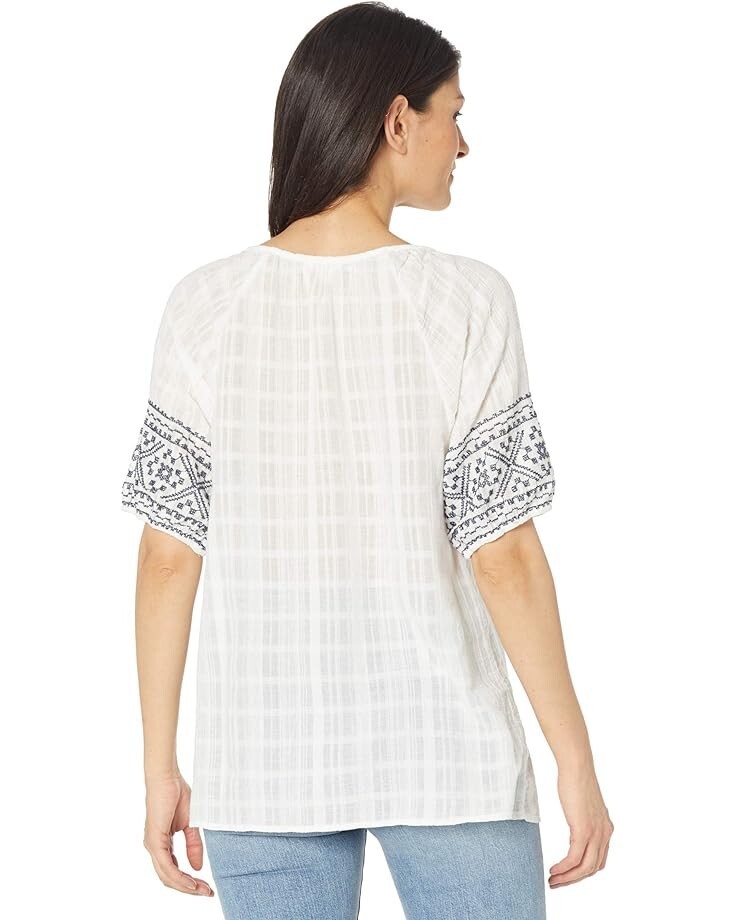 

Топ Dylan by True Grit Short Sleeve Tate Embroidery Top, белый