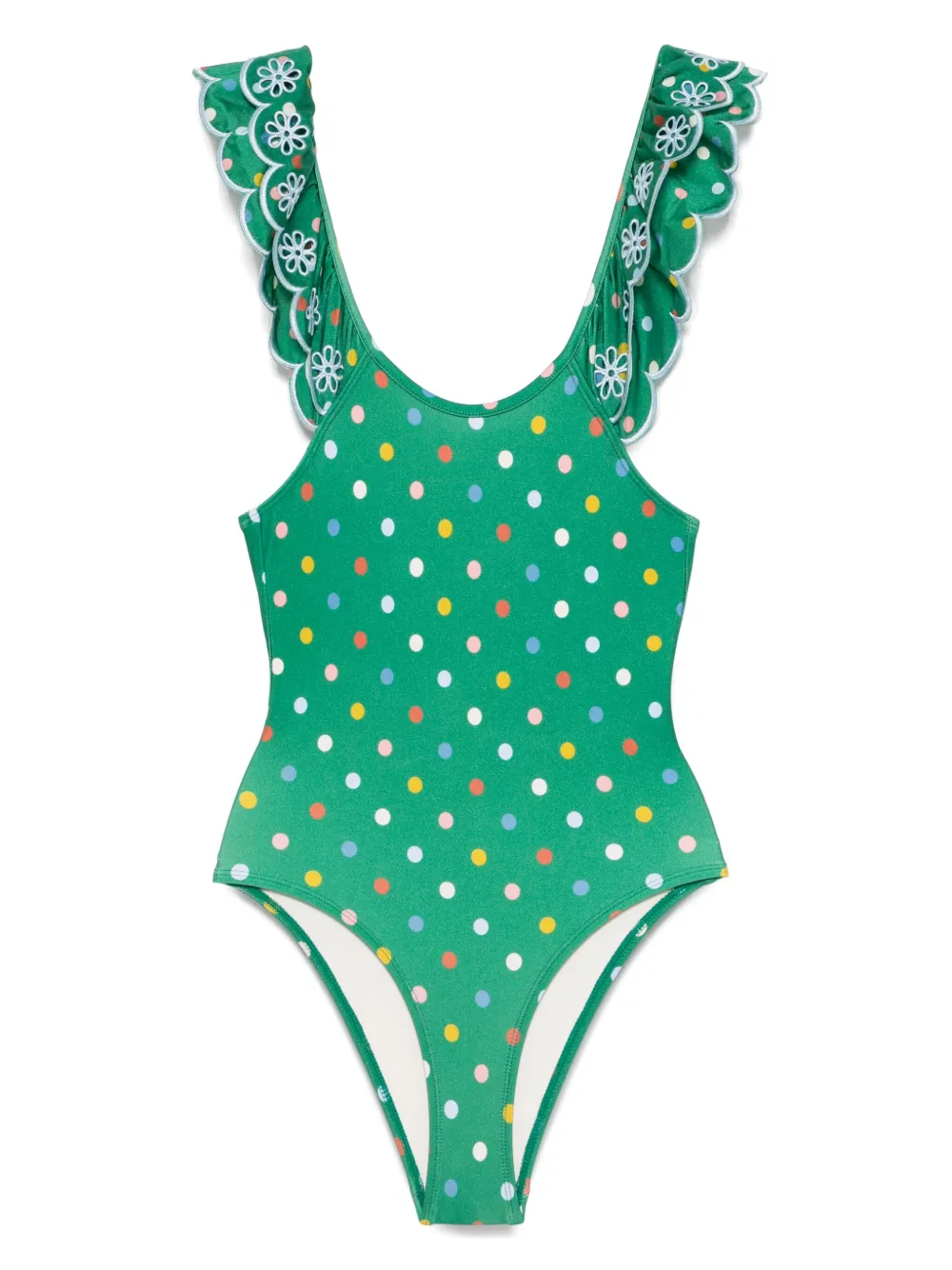 

Купальник в горох ZIMMERMANN Kids, зеленый