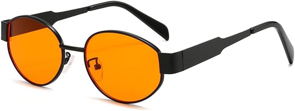 

Солнцезащитные очки в овальной металлической оправе для женщин, модные, с прозрачными линзами с градиентом «океан», защита от УФ-излучения UV400, для мужчин, в стиле панк SKFGNX, Black Orange