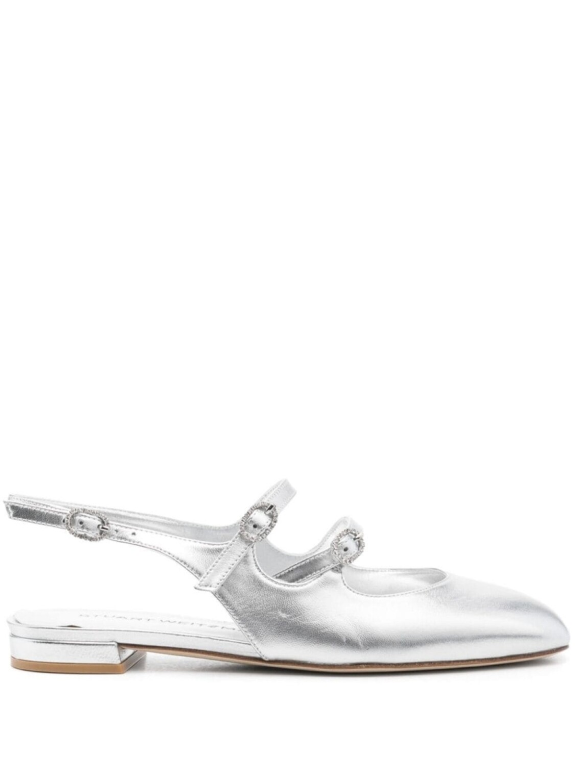 

Stuart Weitzman балетки из ламинированной кожи, серебристый