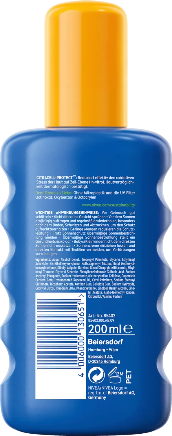Солнцезащитный спрей NIVEA SUN Sonnenspray Schutz & Pflege LSF 30, 200 ml — фото 2