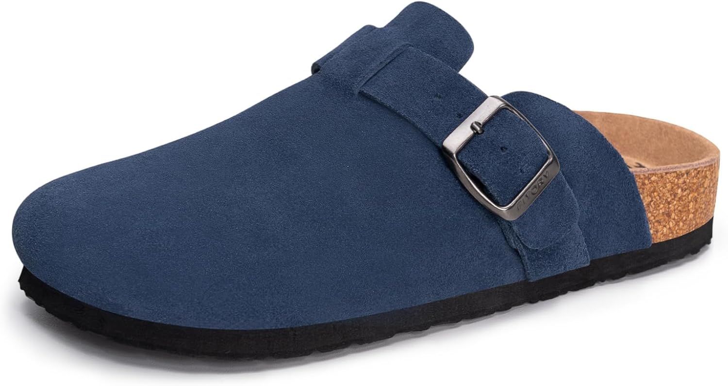

Мужские замшевые сабо FITORY с поддержкой свода стопы, кожаные мюли на пробковой подошве, размер 7-14, темно-синий
