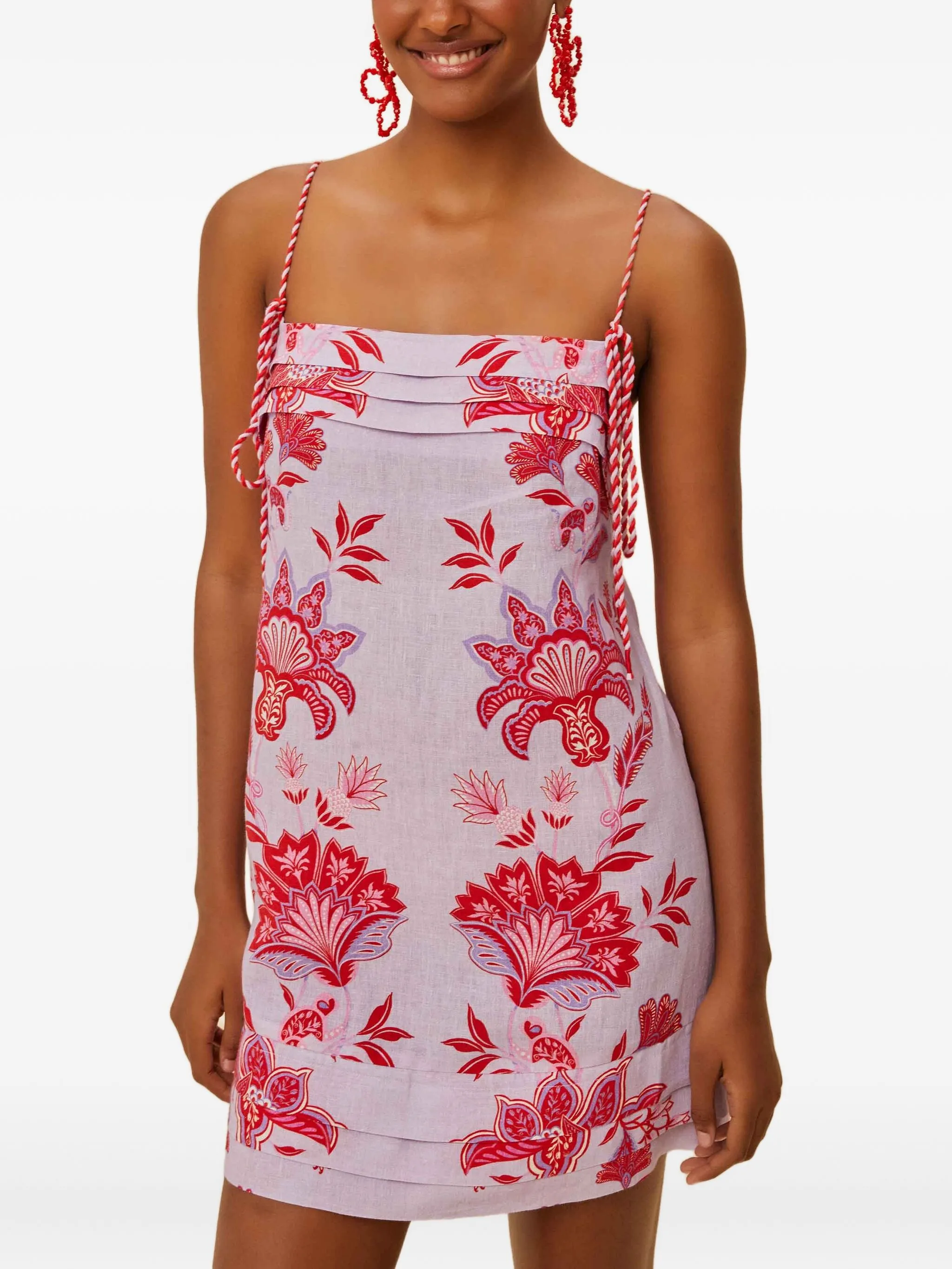 

Платье мини с цветочным принтом Farm Rio, фиолетовый